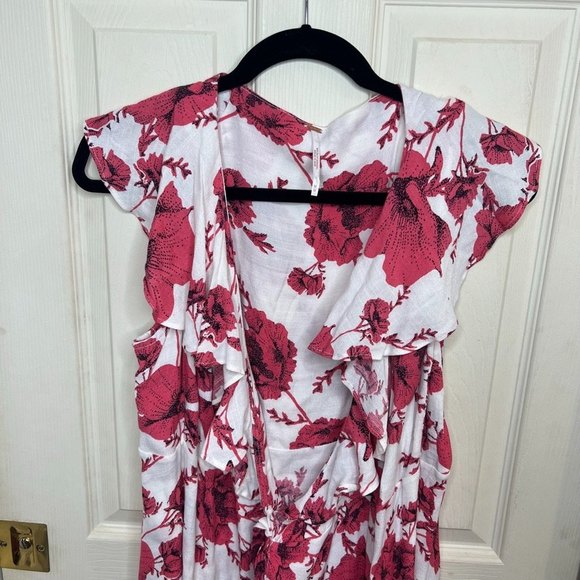 Free People French Quarter Print Wrap Pink Floral Mini Dress Size Medium - Picture 3 of 7